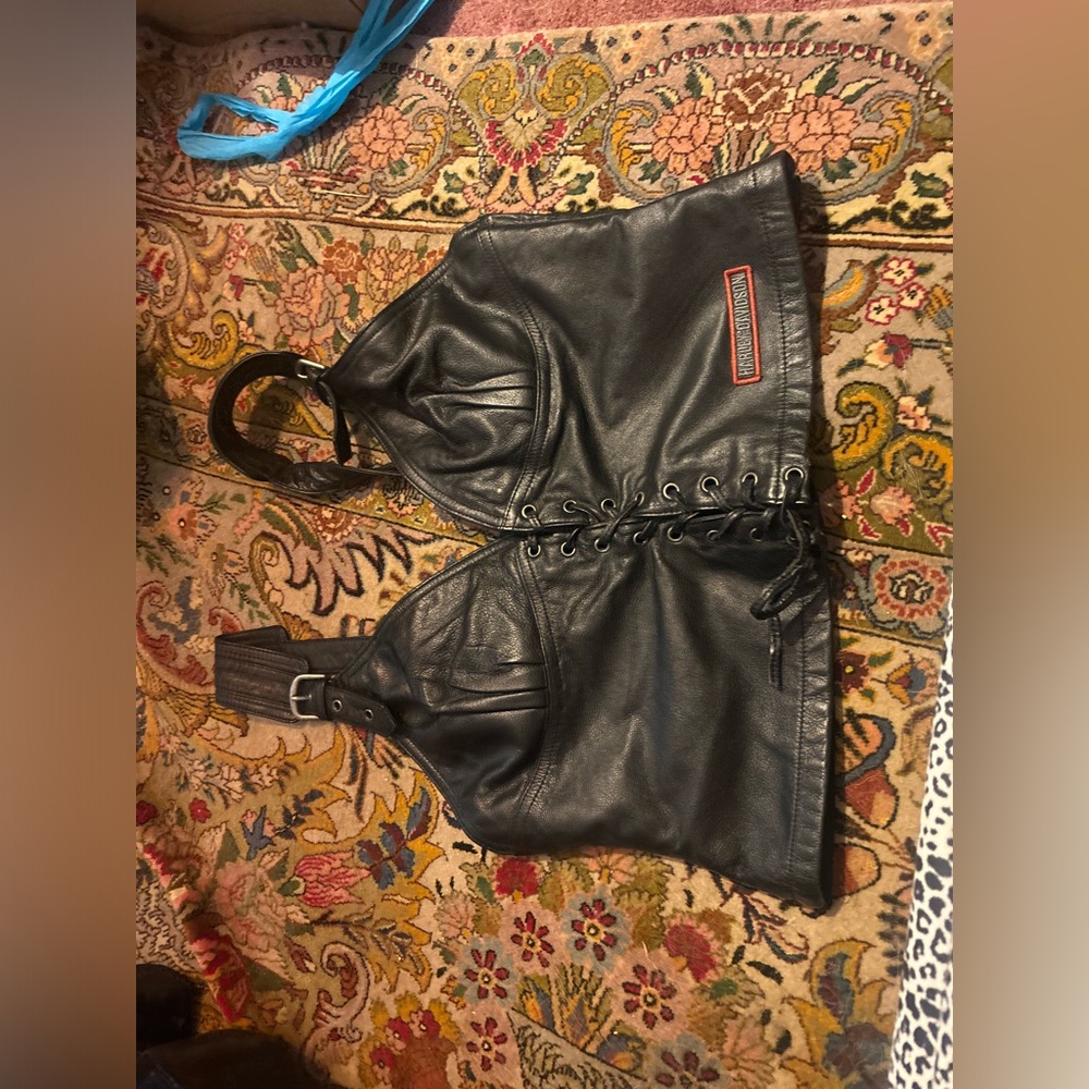 Y2K vintage Harley Davidson leather corset